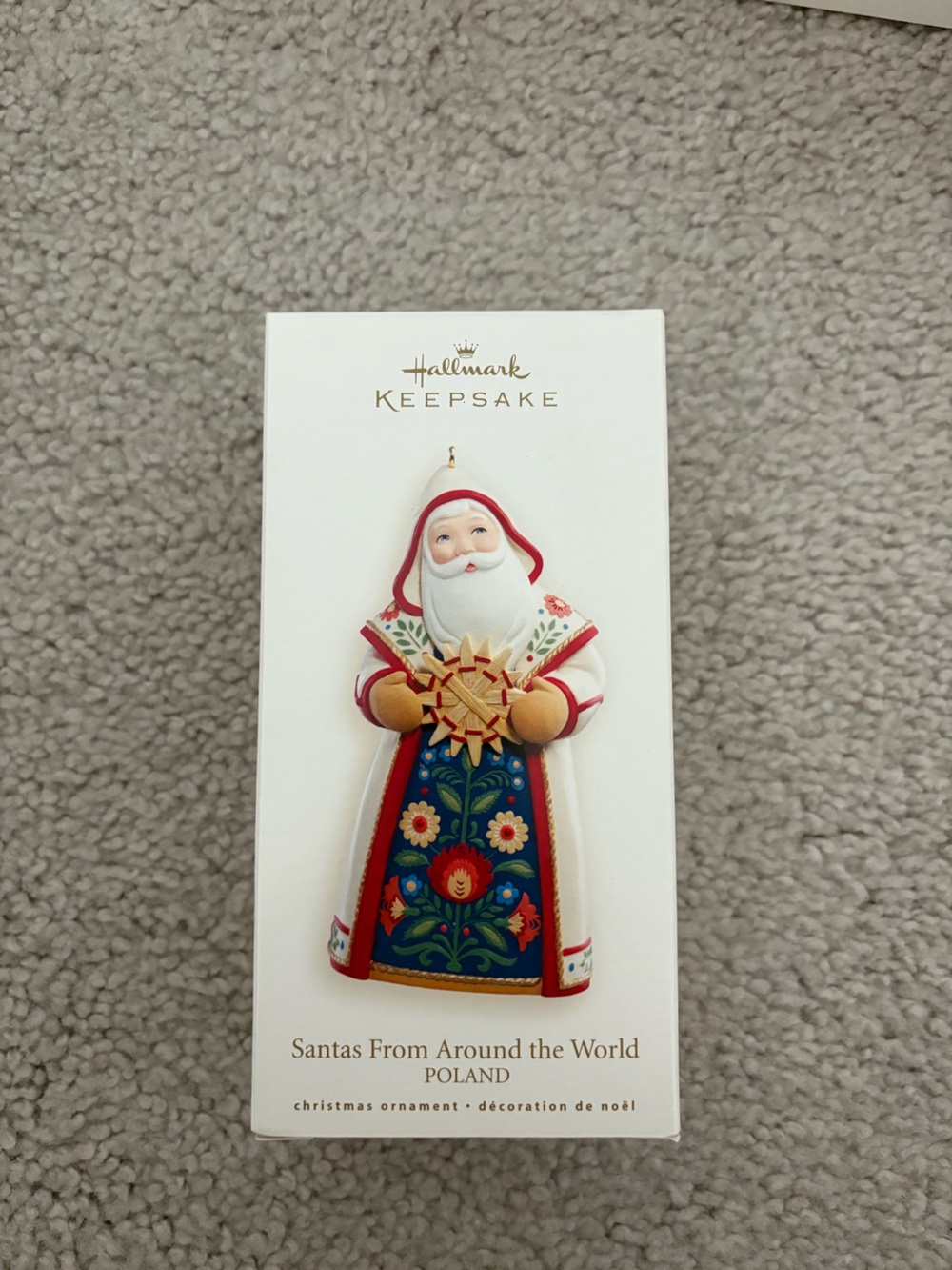 Hallmark Red and Blue Poland Santa Ornament